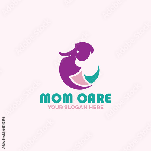 mom baby care logo design vector