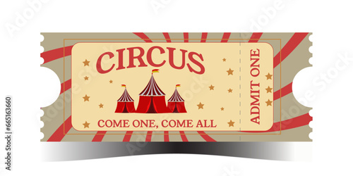 Hand drawn vector circus ticket. Carnival event