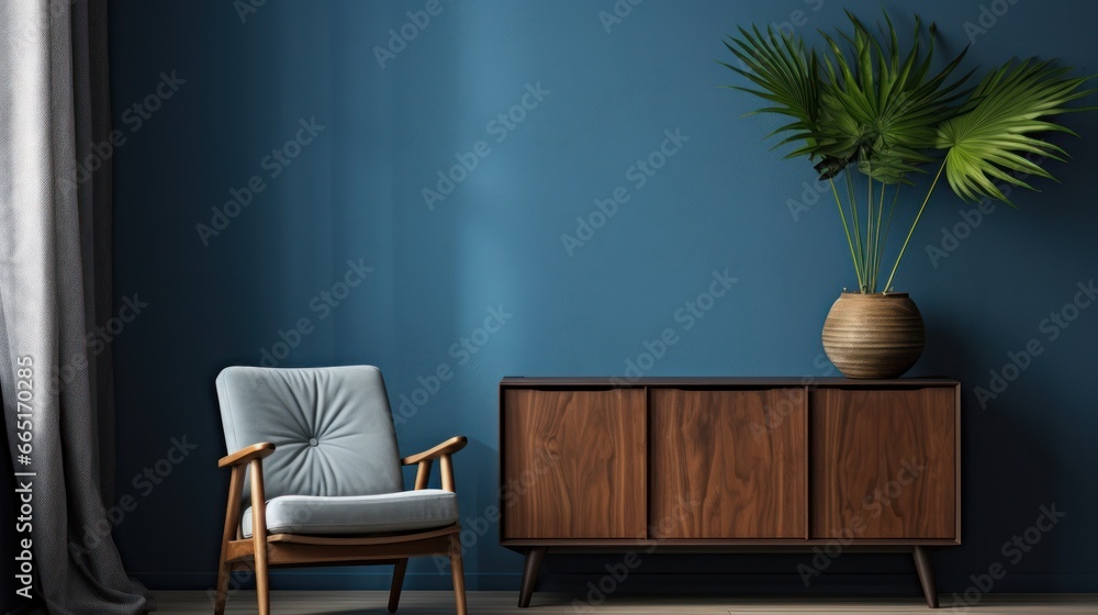 Commode with chair and decor in living room interior. Commode with chair and decor in living room interior.