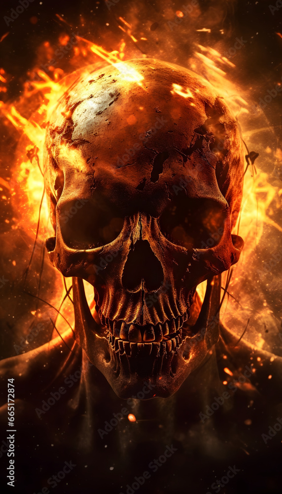 skull in flames