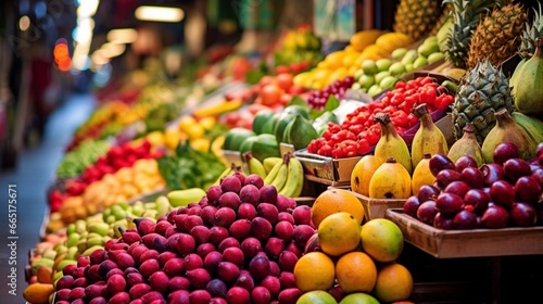 An exotic fruit market, a sea of vibrant colors and textures that tantalize the senses.