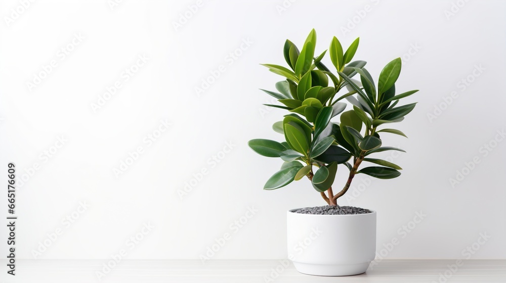 subtle green houseplant with white background - obrazy, fototapety, plakaty 