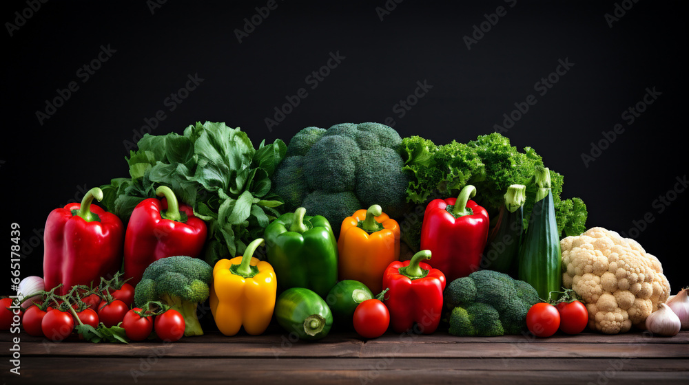 Composition with variety of raw vegetables on wooden table. Balanced diet Composition with variety of raw vegetables on wooden table. Balanced diet