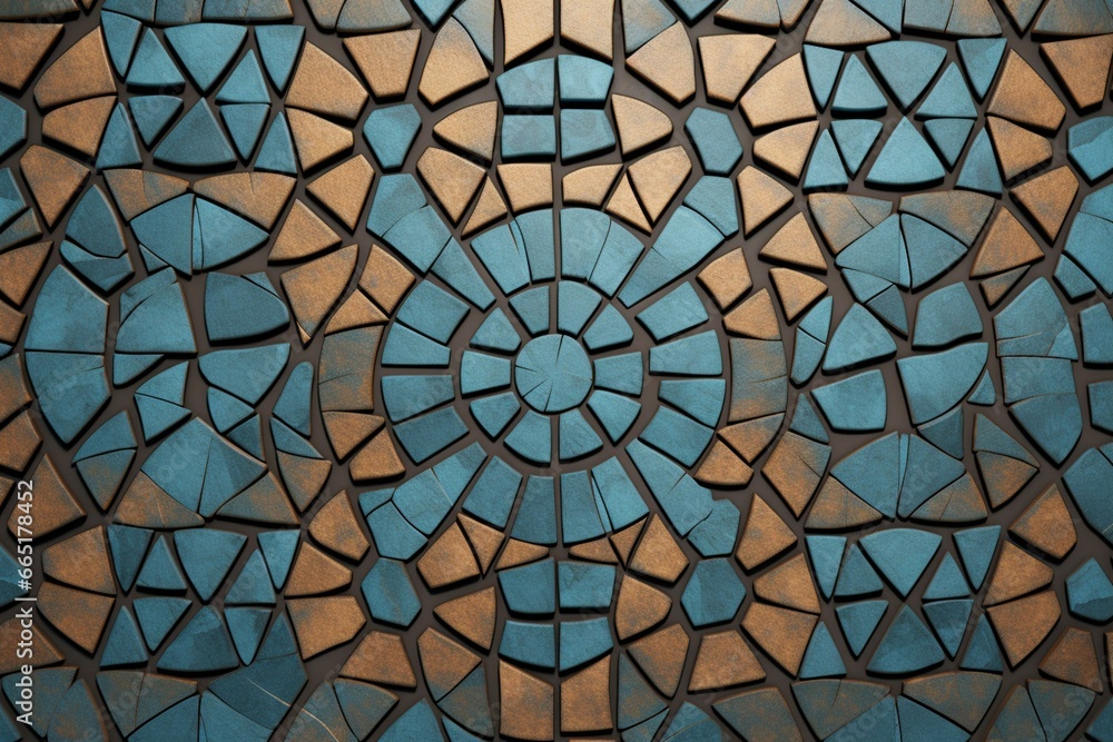 Circular pattern composed of interconnected tiles. Generative AI
