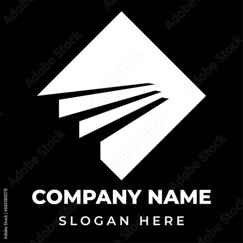 Three step logo for company, minimal square logo design, stairways logo, stairs minimalist vector logo 
