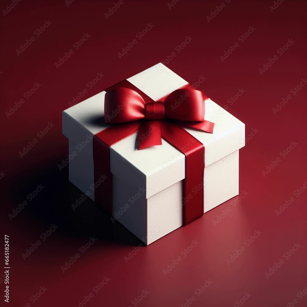 Fototapeta premium a gift box with a red bow. IA Generativa