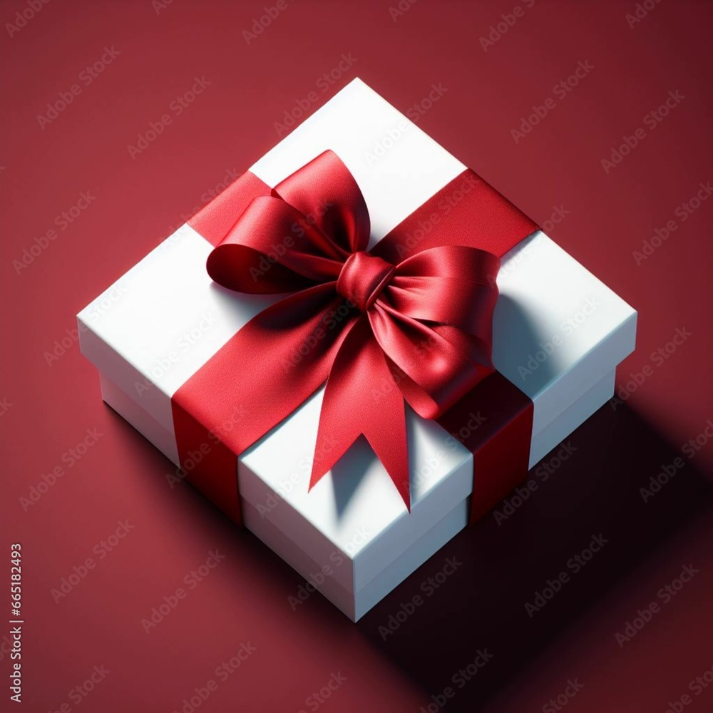 a gift box with a red bow. IA Generativa a gift box with a red bow. IA Generativa