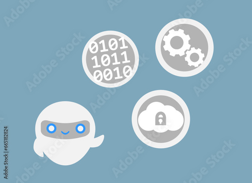 little chat bot, virtual agent. A vector illustration