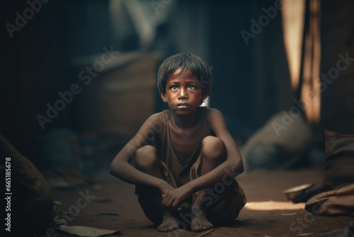 Poor, hungry. Problem of global significance, low level of society, social injustice, members of society in need of help. Poverty -stricken children and sick adults. photo