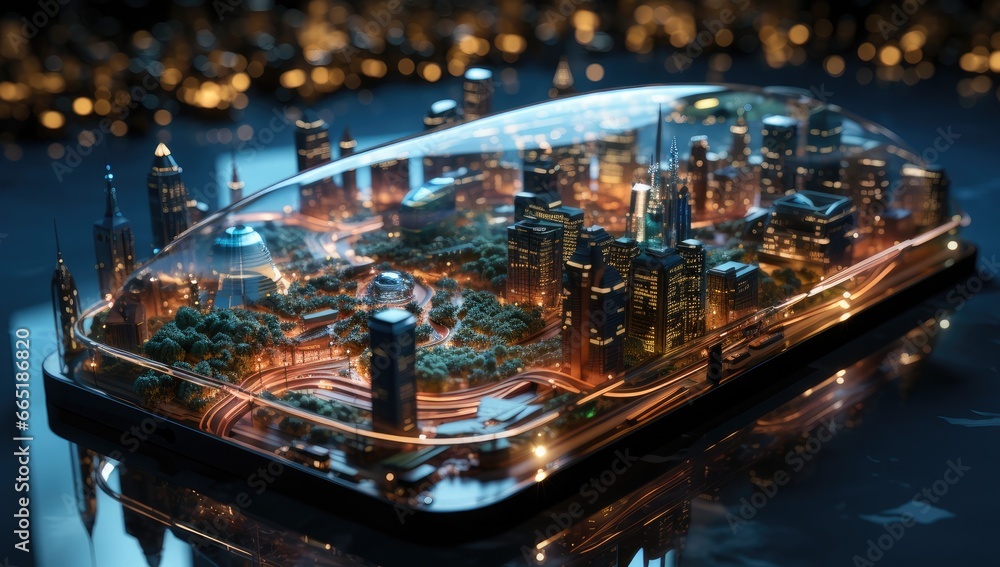 a cell phone with a map of a city, in the style of realistic hyper-detailed rendering, future tech, 8k resolution, surprisingly absurd, innovative page design, transavanguardia, automatism