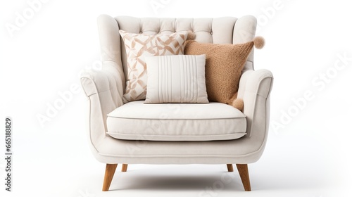 Single vintage armchair isolated white background. AI generated