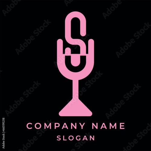 Photo S letter wine glass logo, winehouse company logo design, wine glass illustration