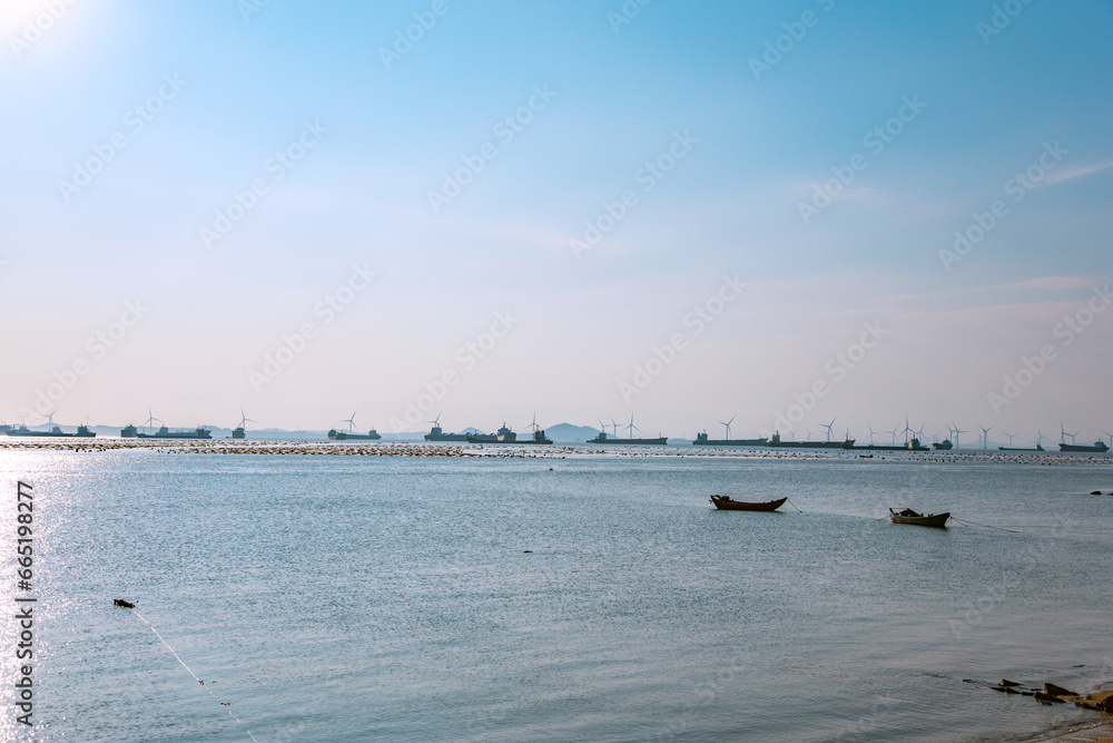 Pingtan Island, Fuzhou City, Fujian Province-fishing port pier from aerial photography perspective