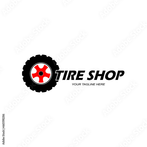 vector logo tire shop white background