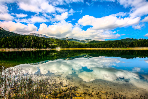 A beautiful lake in the mountains. HDR Image (High Dynamic Range).