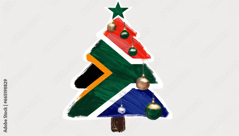South African Merry Christmas. Flag of South Africa in the shape of a ...