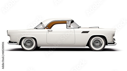 Unique white classic car isolated white background. AI generated image photo