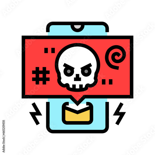 threatening messages cyberbullying color icon vector. threatening messages cyberbullying sign. isolated symbol illustration