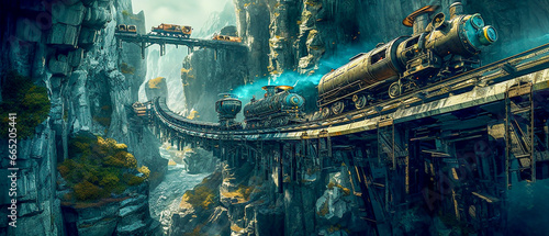 Steampunk train  Generative AI illustration