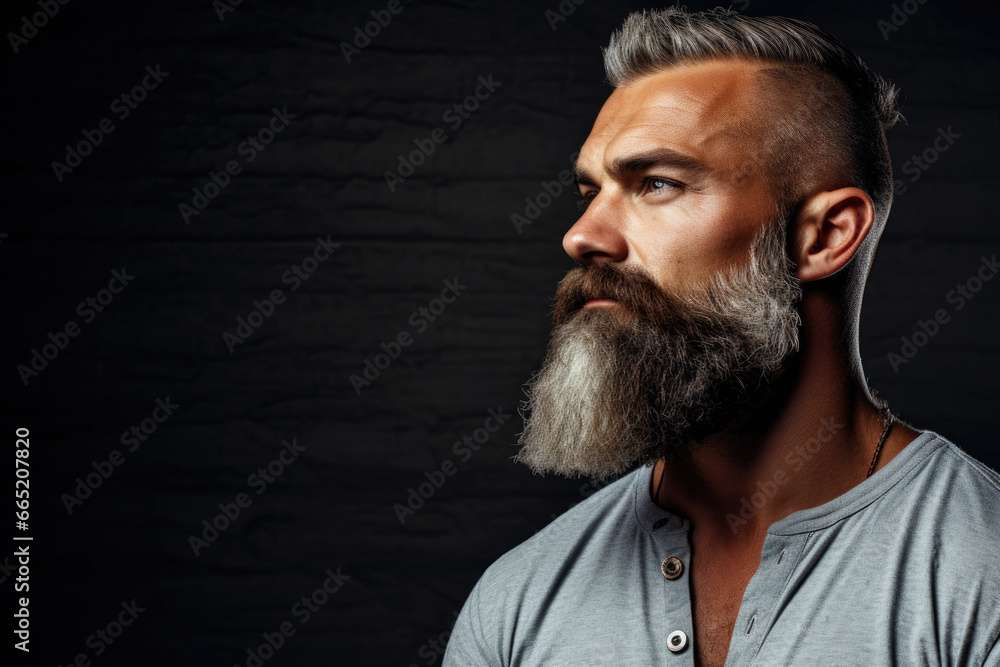 Fototapeta premium Close up view of man with beard. Suitable for use in various contexts.