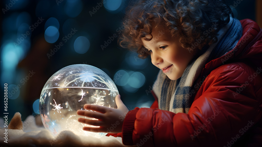 Naklejka premium Winter Wonderland, A Child's Magical Journey Unveiled