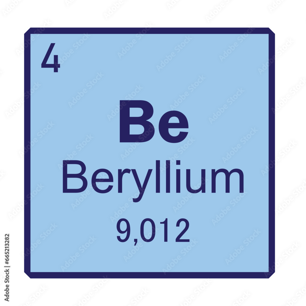 Beryllium Chemical Element Symbol Vector Image Illustration Isolated on White Background Beryllium Chemical Element Symbol Vector Image Illustration Isolated on White Background