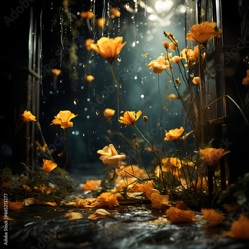 autumn leaves in the water