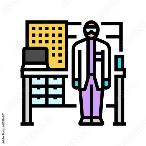 medical technologist at workbench color icon vector. medical technologist at workbench sign. isolated symbol illustration