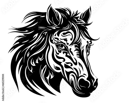 Horse Mustang Wild Tattoo Logo Print Stamp Mane Steed