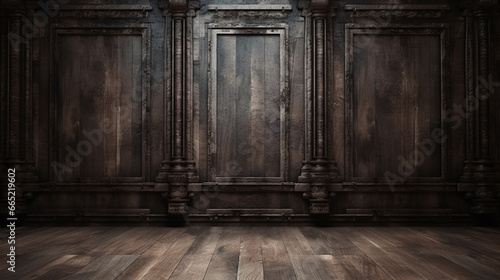 grunge background with dark wooden photo