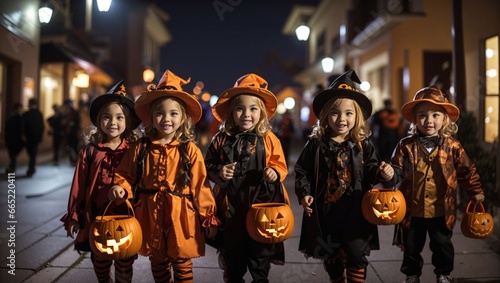 Kids in the street in Halloween custom 
