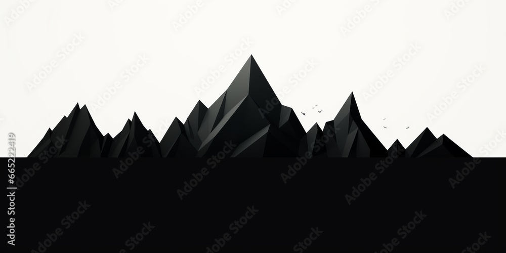 Minimalist dark mountain illustration capturing the quiet majesty of a mountain range at night.
