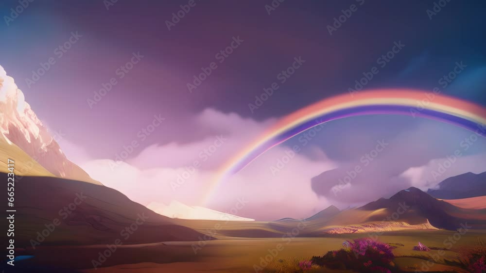 Witness the ephemeral beauty of a rainbow spanning across the sky after a refreshing rainstorm in this ethereal video. Surreal psychedelic Witness the ephemeral beauty of a rainbow spanning across the sky after a refreshing rainstorm in this ethereal video. Surreal psychedelic