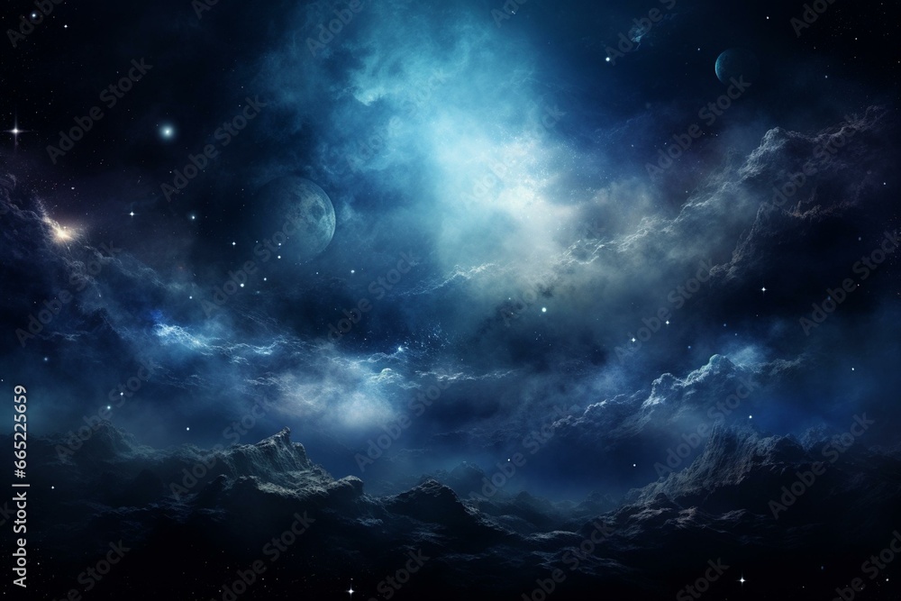 Immersive deep space panorama with stars and nebula. Generative AI