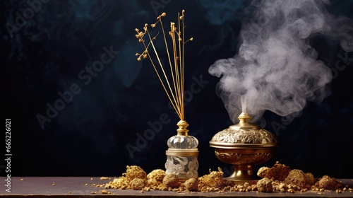 Still life three wise men, incense, myrrh and gold photo