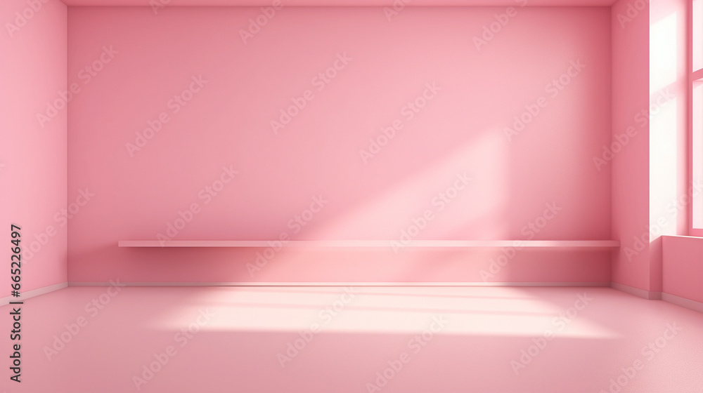 Interior mockup of a pink pastel painted empty room, with soft warm light coming in from a window, abstract background with room for copy. Interior mockup of a pink pastel painted empty room, with soft warm light coming in from a window, abstract background with room for copy.
