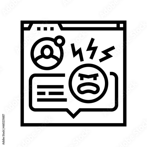 insulting comments cyberbullying line icon vector. insulting comments cyberbullying sign. isolated contour symbol black illustration
