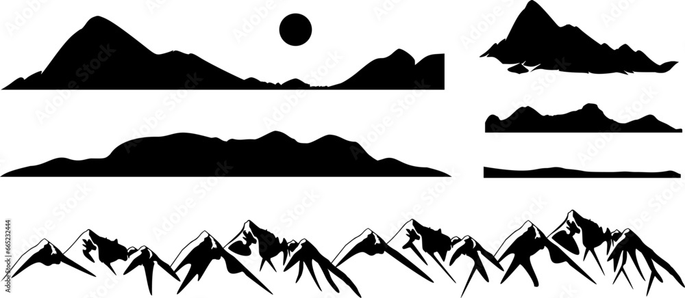 Set Vektor Silhouetten - Berge und Gebirge Set Vektor Silhouetten - Berge und Gebirge