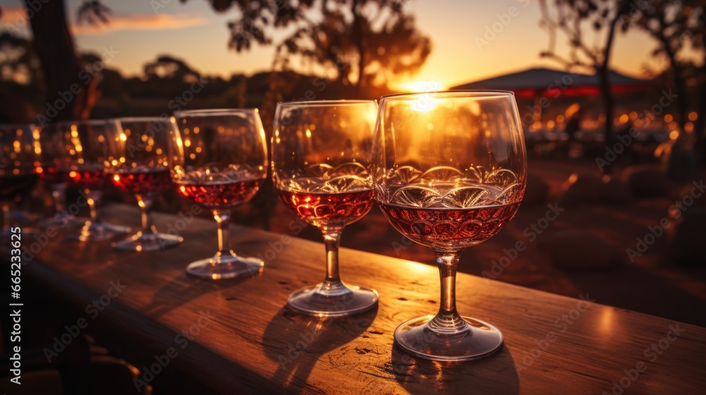 white wine with grapes on old wooden table, blurred vineyard background white wine with grapes on old wooden table, blurred vineyard background