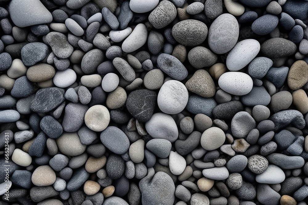 Some gray pebbles laid on the ground, AI generated Some gray pebbles laid on the ground, AI generated