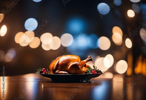 AI generated illustration of a delicious turkey for a Thanksgiving dinner photo