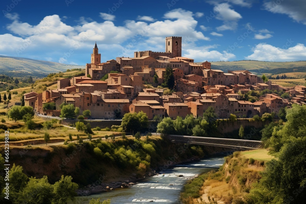 City of San Andrés Del Rabanedo in Castille-Leon region with a background image. Generative AI