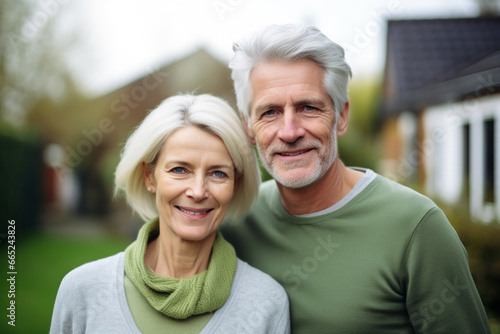 Portrait of Happy Senior European Couple Enjoying Retirement at Home