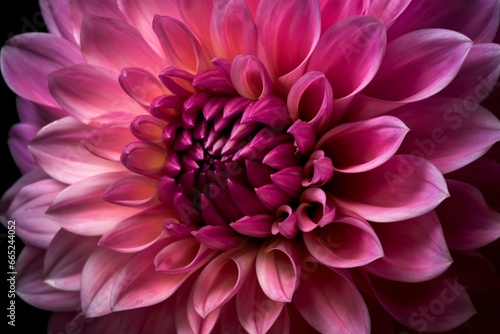 Close-up image of a vibrant pink dahlia flower. Generative AI © Eudora