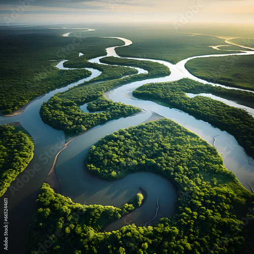 Aerial drone view of the Congo River  photo