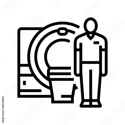mri technician machine line icon vector. mri technician machine sign. isolated contour symbol black illustration