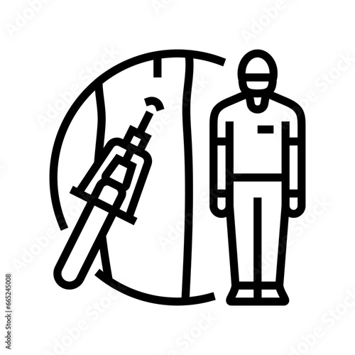 phlebotomist drawing blood line icon vector. phlebotomist drawing blood sign. isolated contour symbol black illustration