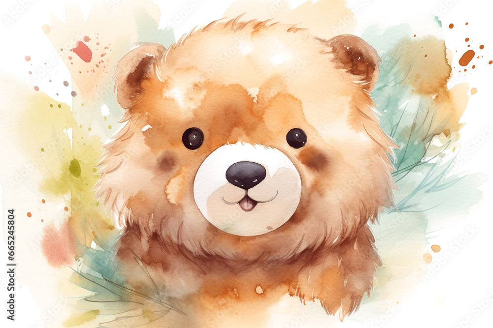Cute brown bear in watercolor illustration Cute brown bear in watercolor illustration