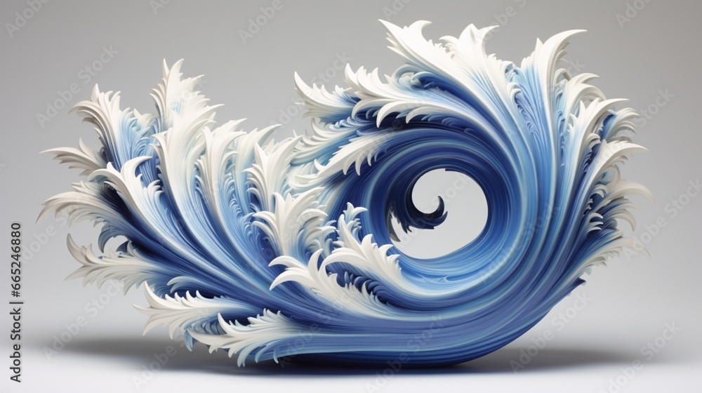 Obraz premium Sculpt an intricate 3D blue object that showcases aesthetic balance on a crisp white background.