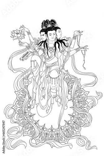 Avalokitesvara Bodhisattva (Sketch illustrations)